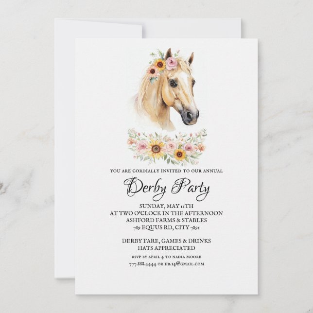 Invitación de fiesta de derby de Kentucky de cabal (Anverso)