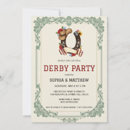 Invitación de fiesta de derby ecuestre vintage