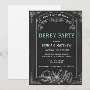Invitación de fiesta de derby en pizarra rústica