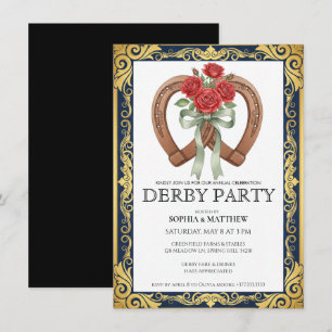 Invitación de fiesta de Derby Herradura Floral Ele