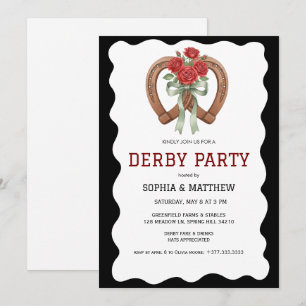Invitación de fiesta de Derby negro elegante herra