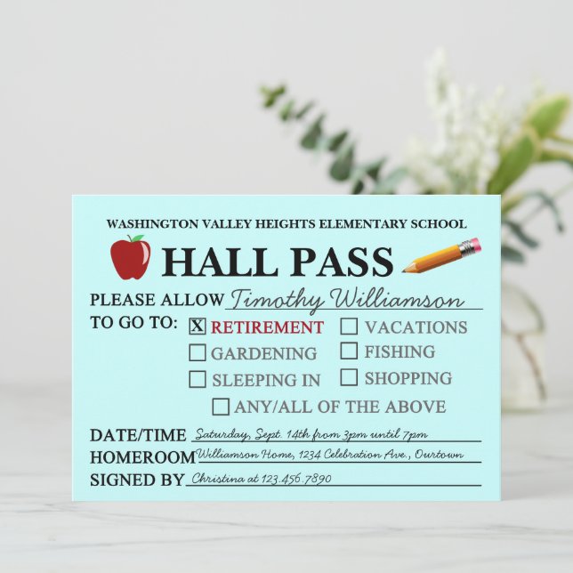 Invitación de fiesta de descanso del profesor de P (Anverso de pie)