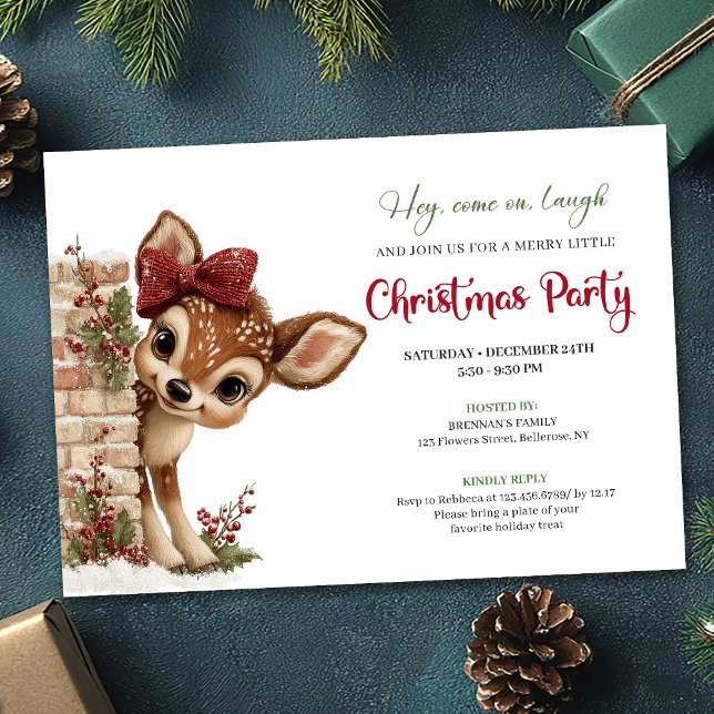 Invitación de fiesta de descarga digital de bebé r (Sweet baby reindeer digital download party invite)