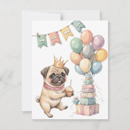 Invitación de fiesta de descarga digital de Pug ad