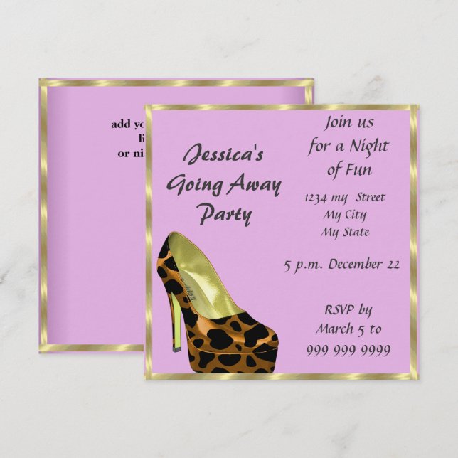 Invitación de fiesta de despedida adiós Rosa (Anverso / Reverso)