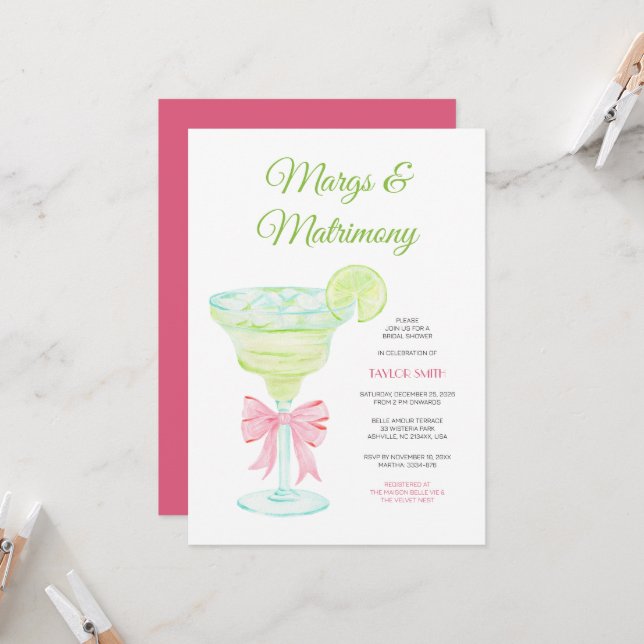 Invitación de fiesta de despedida de soltera Margs (Anverso/Reverso In Situ)