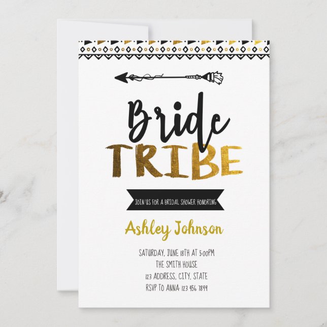invitación de fiesta de despedida de soltera tribu (Anverso)