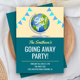 Invitación de fiesta de despedida del globo del mu