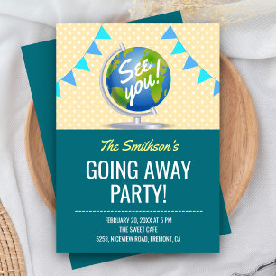 Invitación de fiesta de despedida del globo del mu