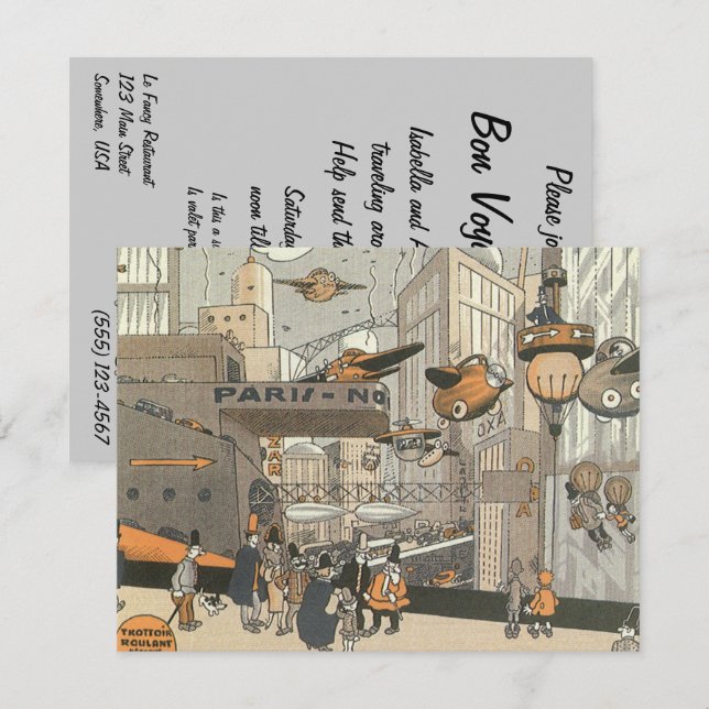 Invitación de fiesta de despedida Vintage Steampun (Anverso / Reverso)