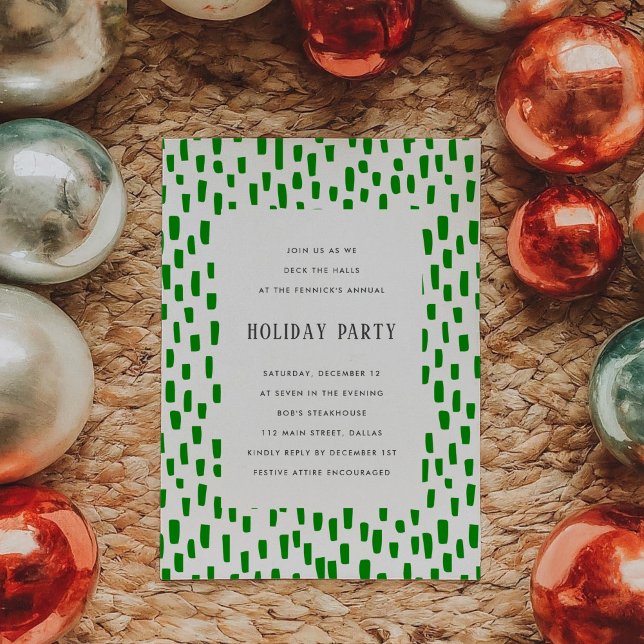 Invitación de fiesta de Día Verde brillante (Bright Green Dashing Holiday Party Invitation)
