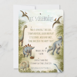 Invitación de fiesta de dinosaurios editable (0+)