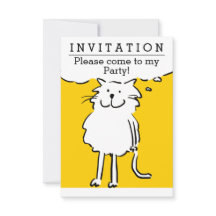 Invitación de fiesta de diseño de un gato divertid