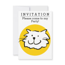 Invitación de fiesta de diseño de un gato divertid