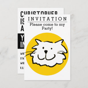 Invitación de fiesta de diseño de un gato divertid