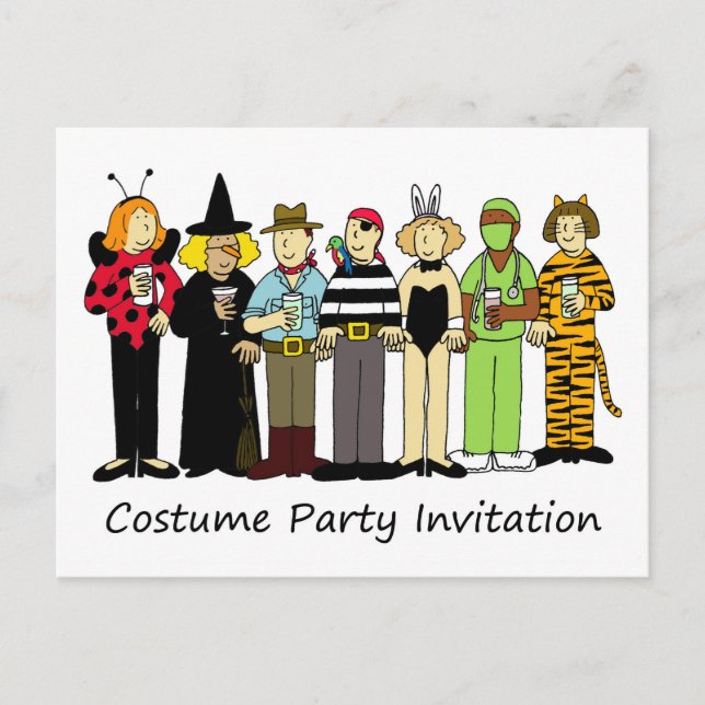 Invitación de fiesta de disfraces a niños con ropa (Anverso)