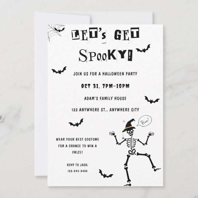 Invitación de Fiesta de disfraces de Halloween (Anverso)
