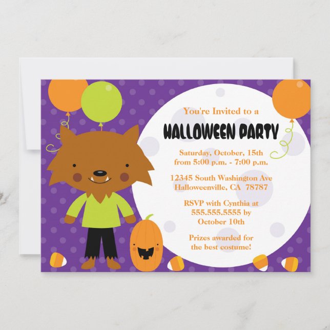 Invitación de Fiesta de disfraces de Halloween de  (Anverso)