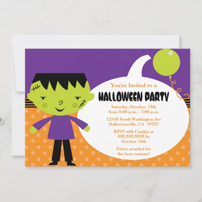 Invitación de Fiesta de disfraces de Halloween de  (Anverso)