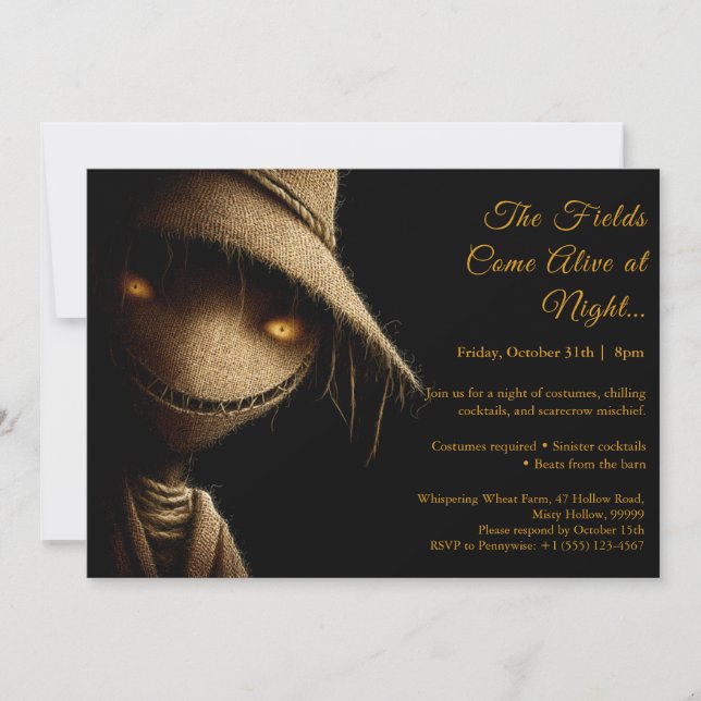 Invitación de fiesta de disfraces de Halloween de  (Anverso)