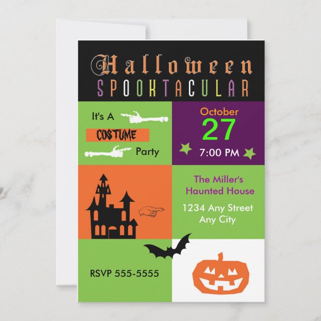 Invitación de fiesta de disfraces de Halloween Fie (Anverso)