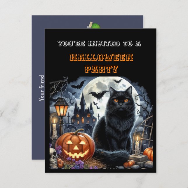 Invitación de fiesta de disfraces de Halloween par (Anverso / Reverso)