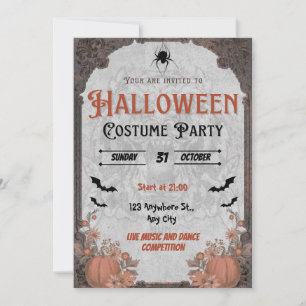 Invitación de fiesta de disfraces de Halloween vin