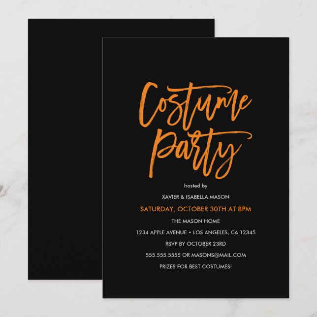 Invitación de fiesta de disfraces de script de nar (Anverso / Reverso)