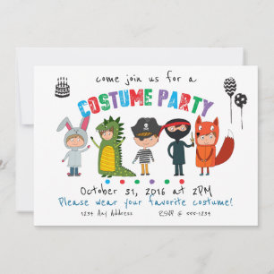 Invitación de fiesta de disfraces para niños