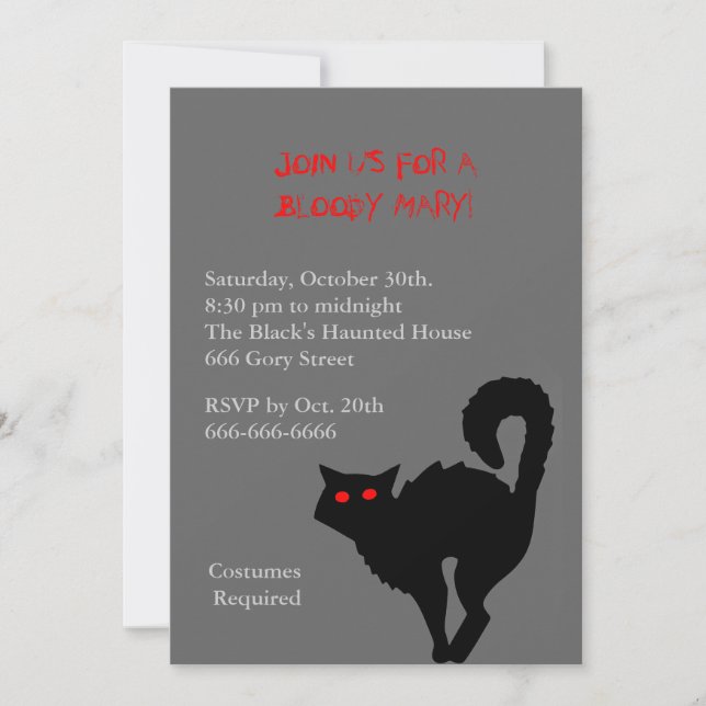 Invitación de Fiesta de disfraz de gatos de brujas (Anverso)