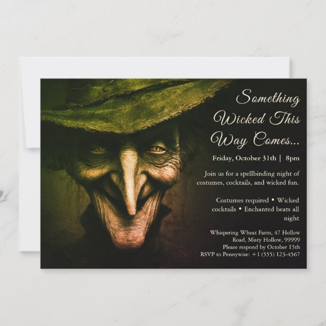 Invitación de fiesta de disfraz de Halloween de Br (Anverso)