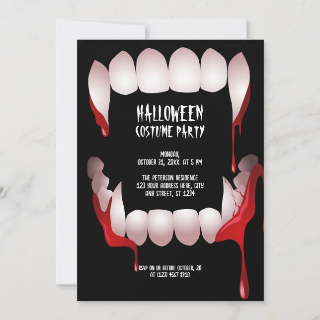 Invitación de fiesta de disfraz de Halloween de Co (Anverso)