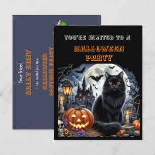 Invitación de fiesta de disfraz de Halloween negro