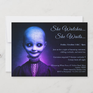 Invitación de fiesta de disfraz de muñeca de porce