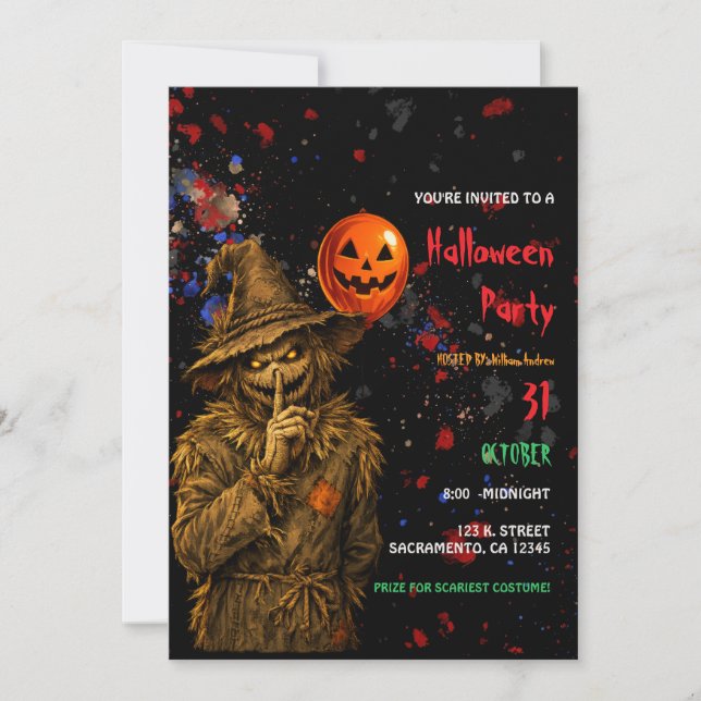 Invitación de fiesta de disfraz de payaso espeluzn (Anverso)