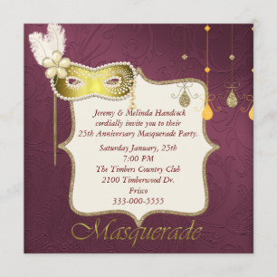 Invitación de fiesta de disfraz elegante de color