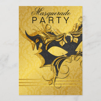 Invitación de fiesta de disfraz elegante de negro