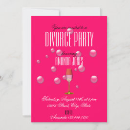 Invitación de fiesta de divorcio de champán de oro