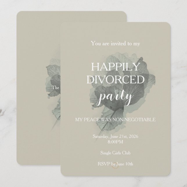 Invitación de fiesta de divorcio feliz elegante y  (Anverso / Reverso)