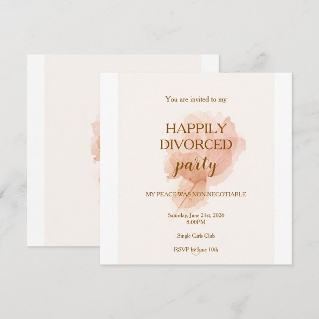 Invitación de fiesta de divorcio feliz elegante y  (Anverso / Reverso)