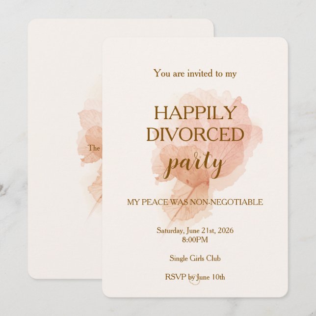 Invitación de fiesta de divorcio feliz elegante y  (Anverso / Reverso)