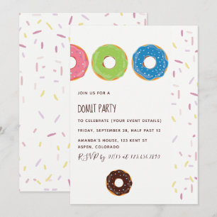 Invitación de fiesta de donas para niños
