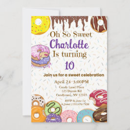 Invitación de fiesta de donut Oh So Sweet