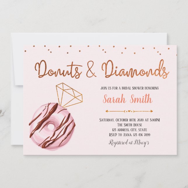 invitación de fiesta de donut y diamante (Anverso)