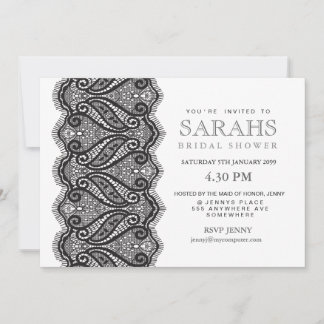 Invitación de Fiesta de ducha de novia de encaje b