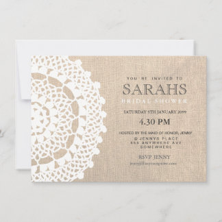 Invitación de Fiesta de ducha de novia Lace Doily