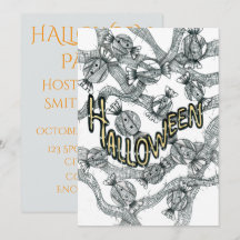 Invitación de fiesta de dulces y cintas de Hallowe
