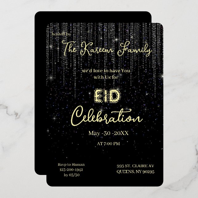 Invitación de fiesta de Eid de celebración de Eid  (Anverso/Reverso)