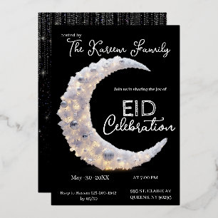 Invitación de fiesta de Eid de media luna elegante