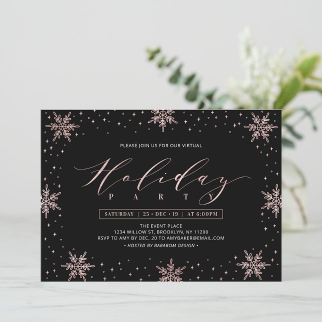 Invitación de fiesta de empresa de invierno con co (Anverso de pie)
